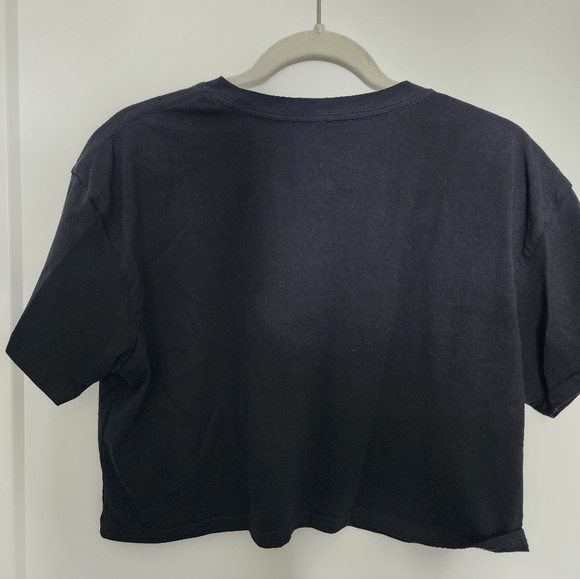 Black Graphic Tee with White Rose Design - Picture 3 of 3